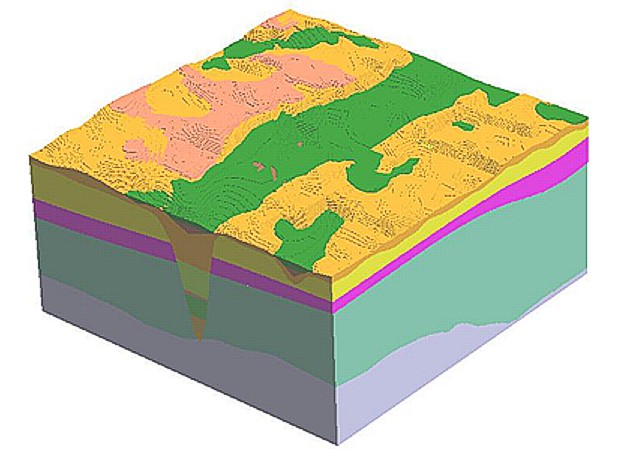 Stairstepped Gocad® model of a subglacial tunnel valley