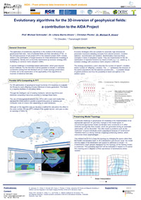 Evolutionary algorithms for the 3D-inversion of geophysical fields: a contribution to the AIDA Project