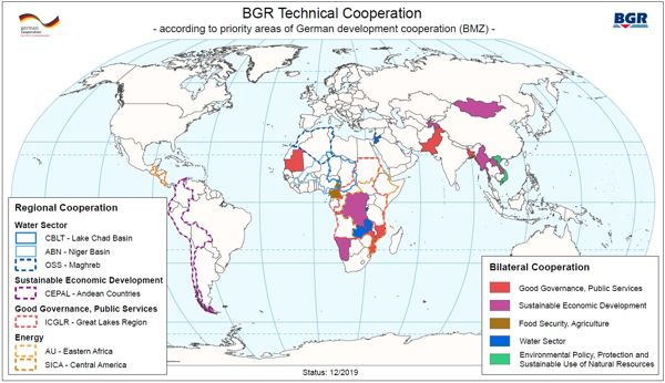 BGR Technical Cooperation - according to priority areas of German development cooperation (BMZ) 2019 -